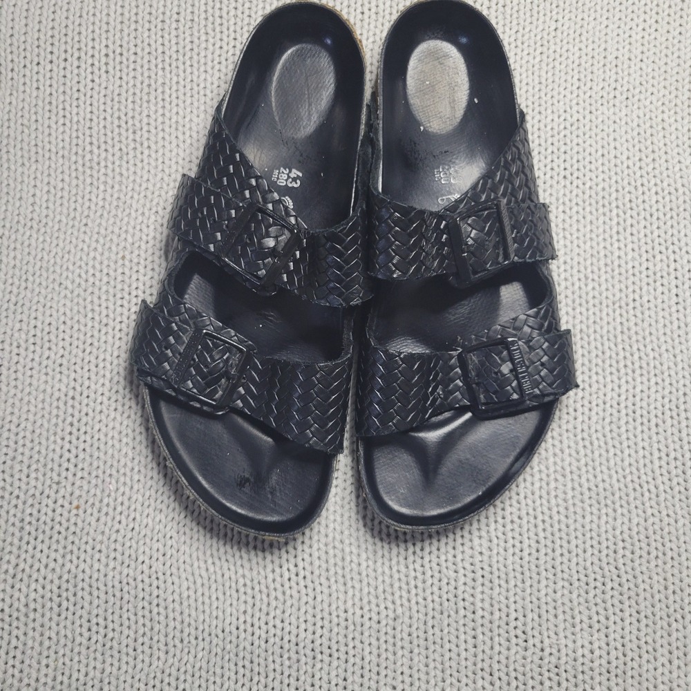 Birkenstock Arizona Woven Leather Black Sandals Mens 43 L10 280 Regular Fit